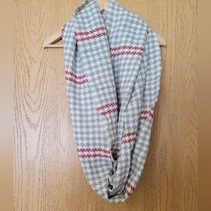 Look by M grey, cream and red gingham infinity scarf